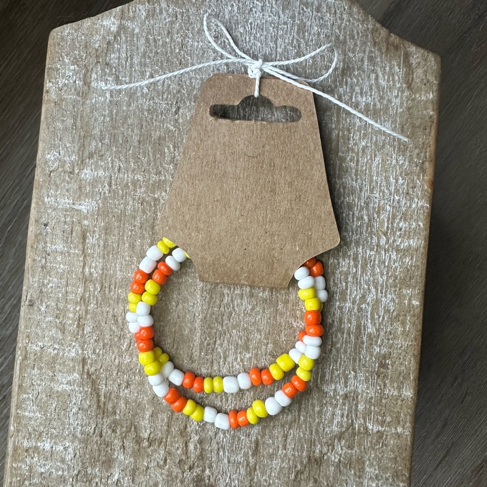 Handmade Beaded Halloween Bracelet Candy Corn Set of 2